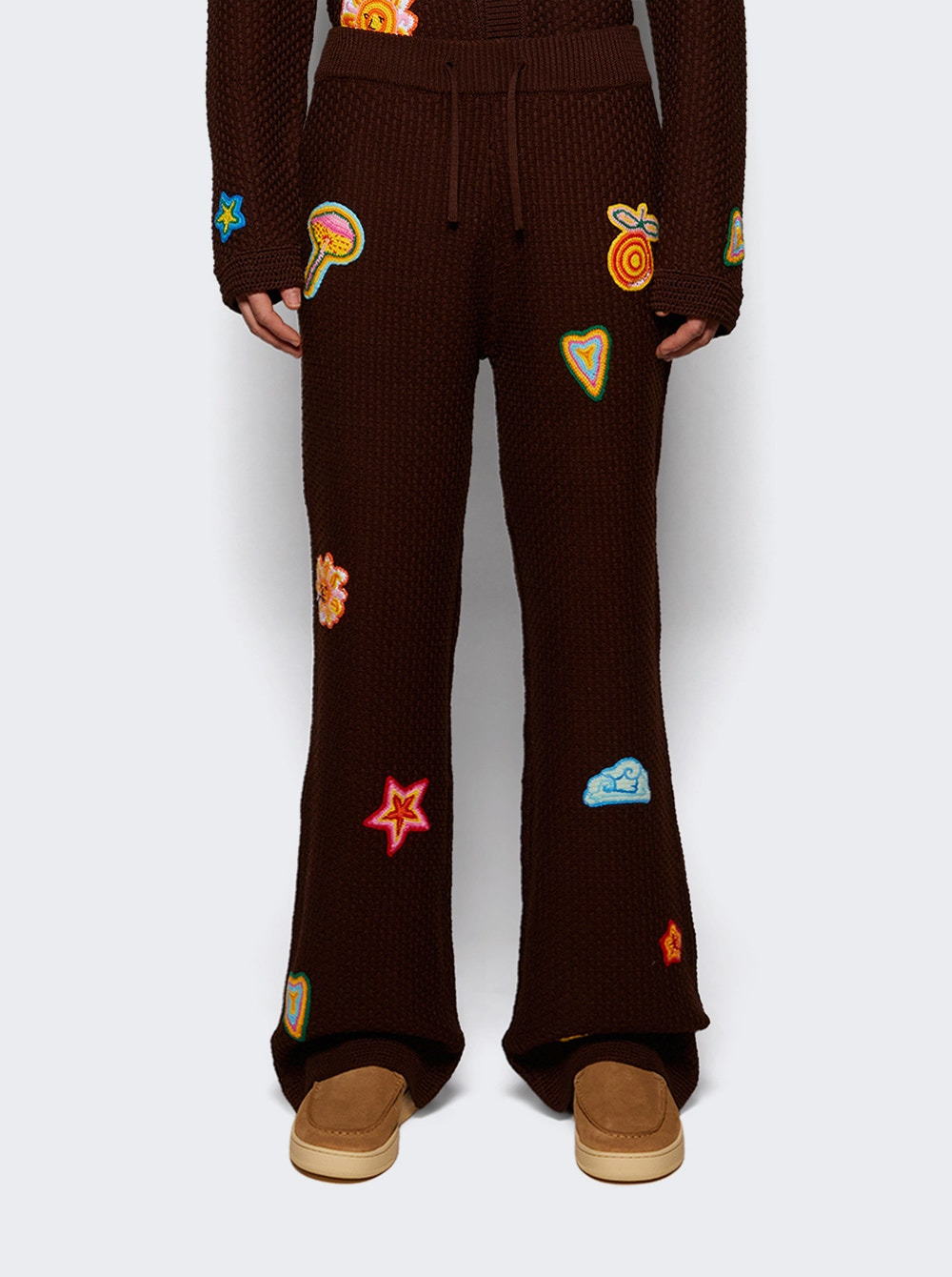 Crochet Trousers With Patches Brown - 2