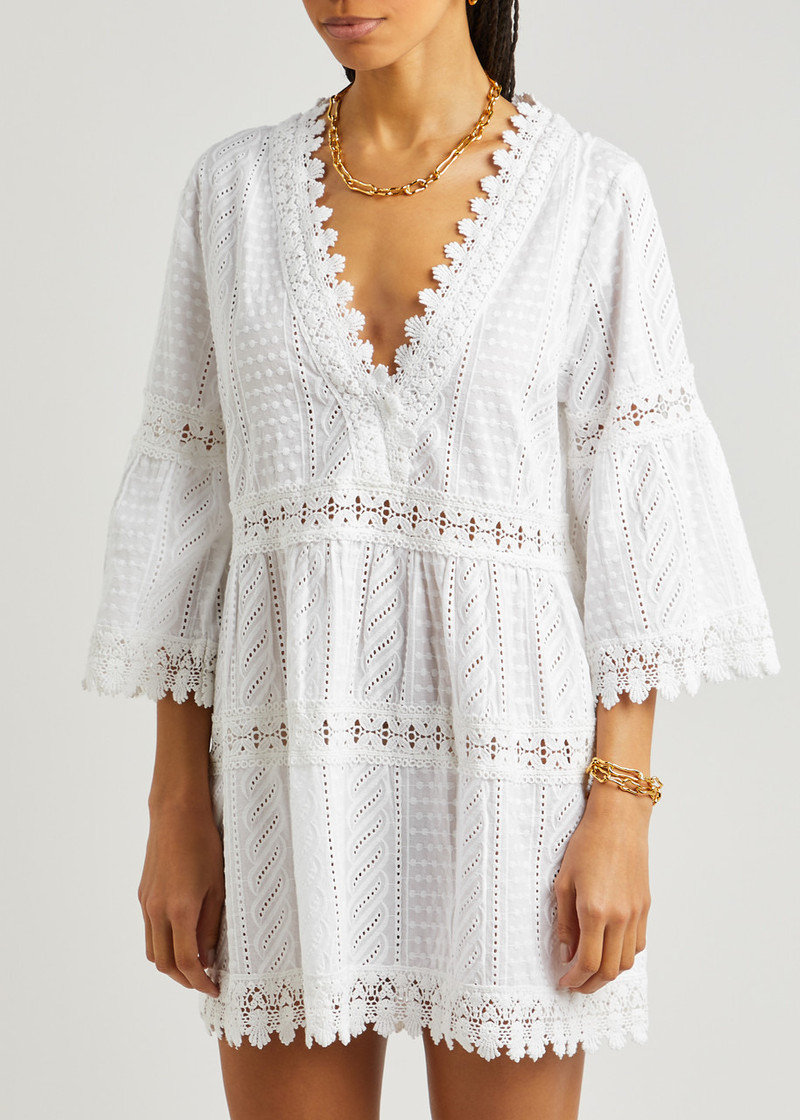 MELISSA ODABASH Victoria broderie-anglaise cotton kaftan outlook