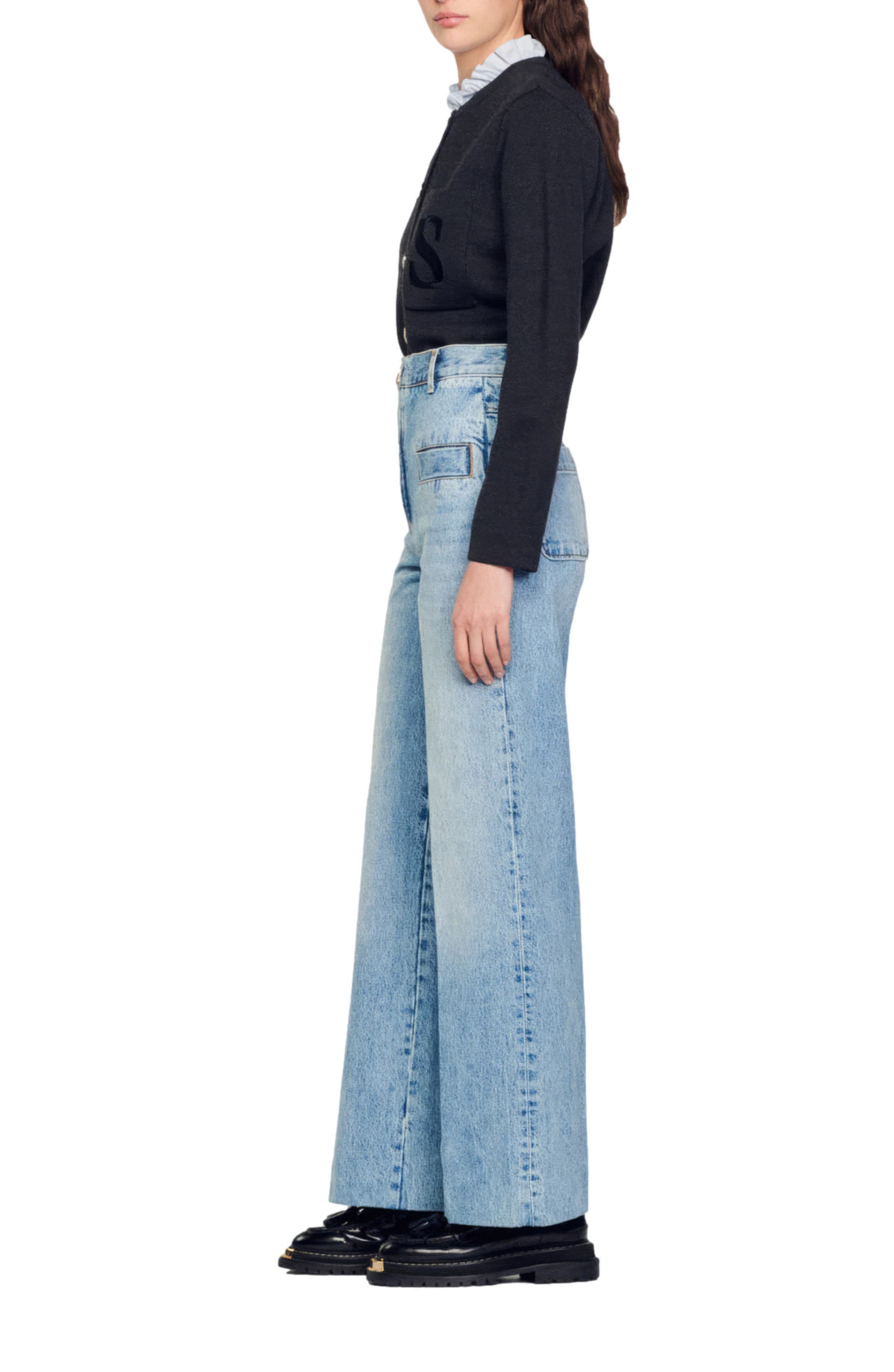 SANDRO Wide-leg jeans in Blue Jean at Nordstrom - 7