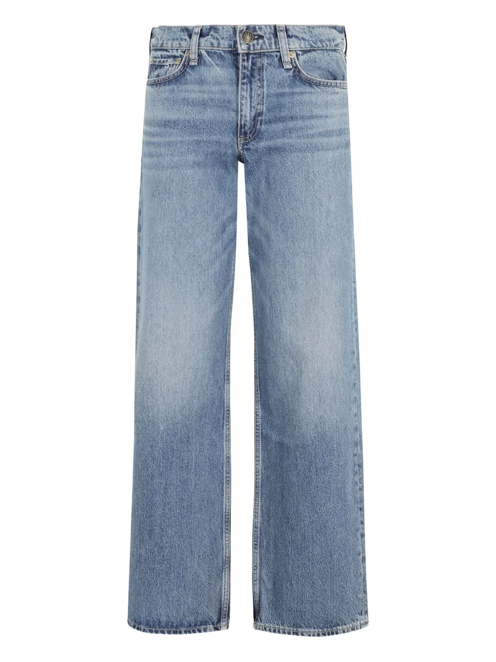 five-pocket faded wide-leg jeans - 1