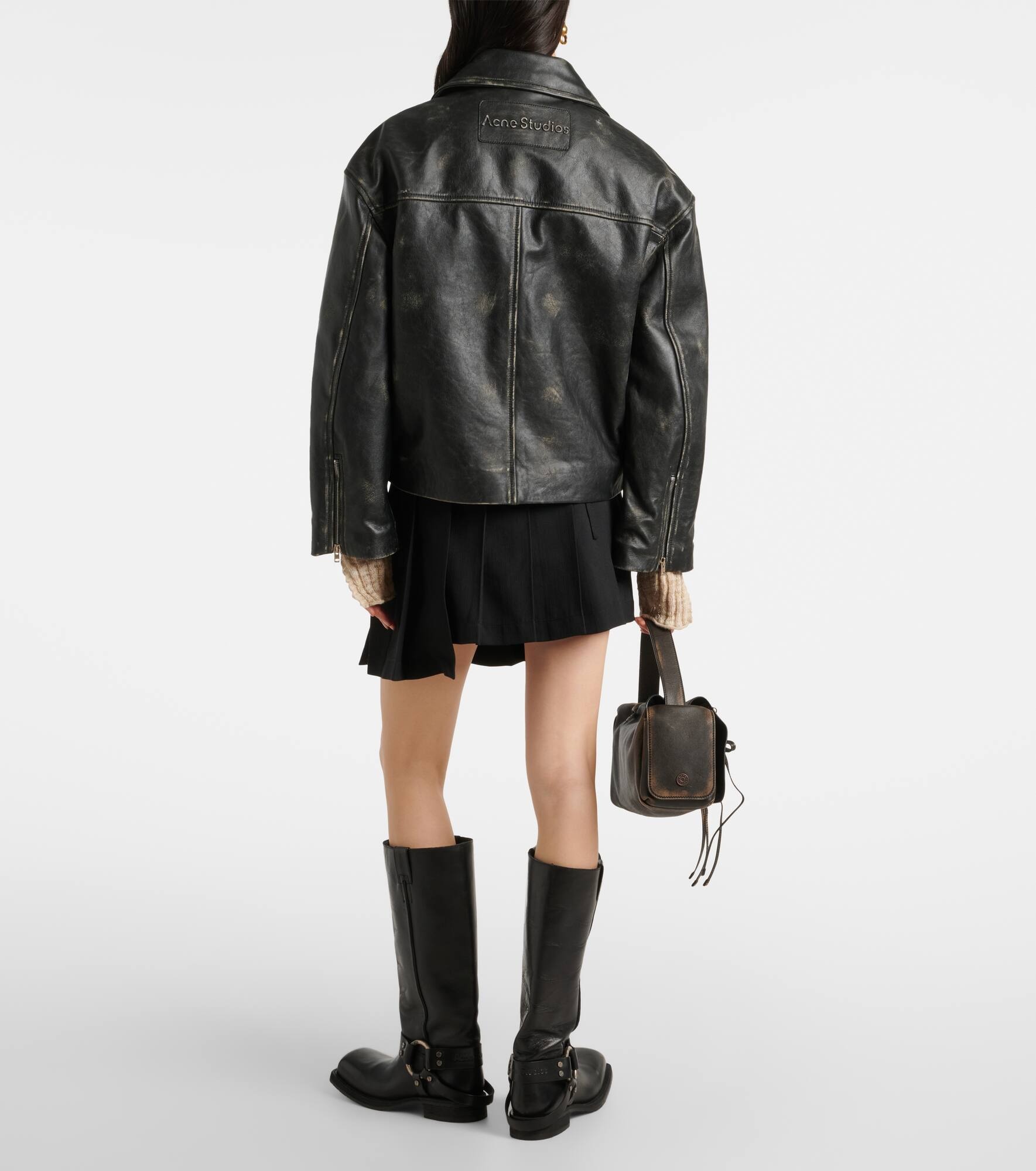 Leather biker jacket - 3