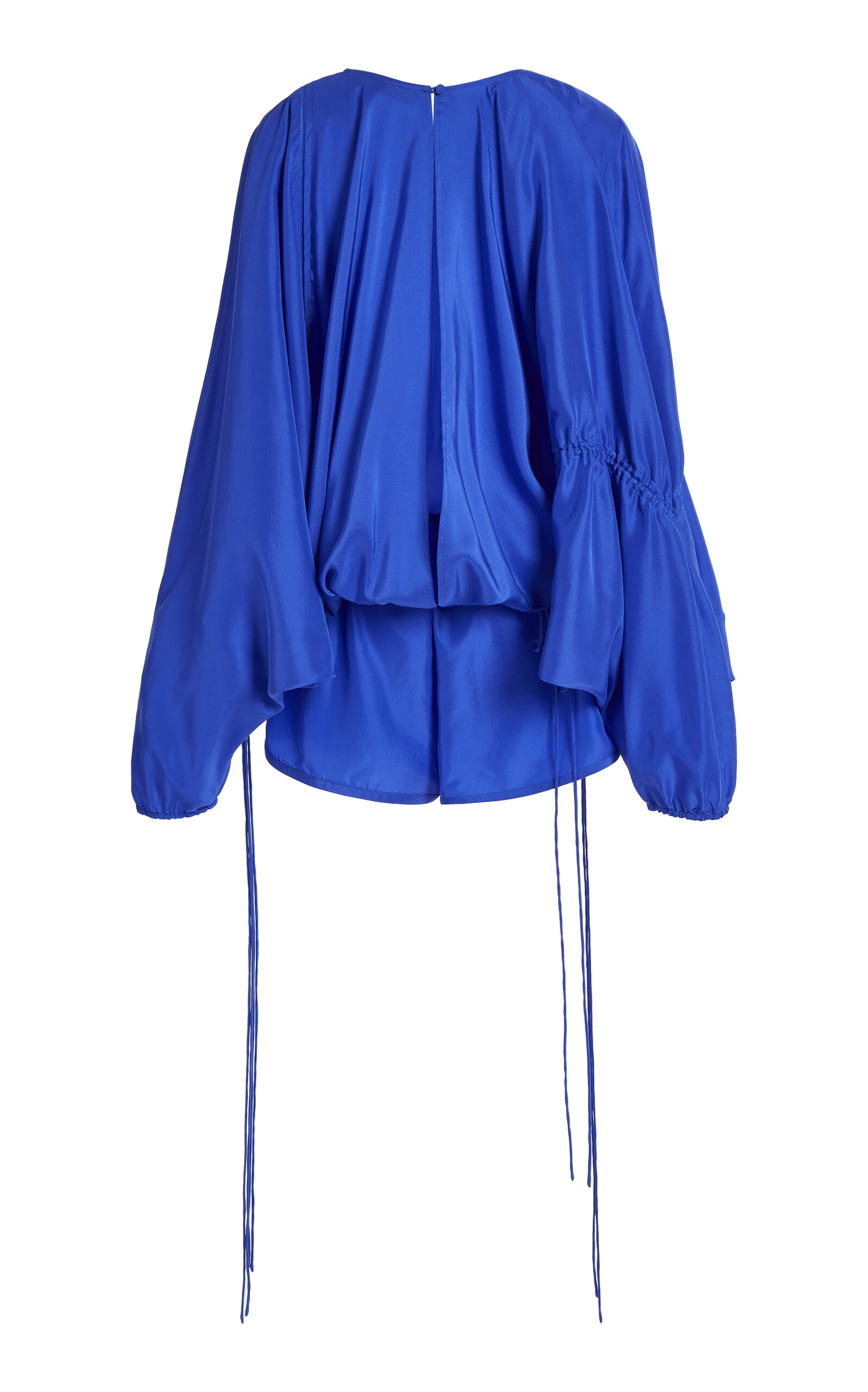 Parachute Draped Silk Playsuit blue - 3