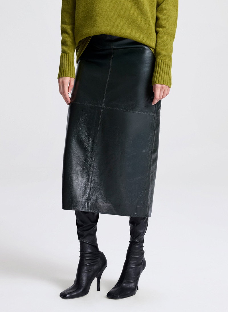 Marta Glossy Leather Midi Skirt 3