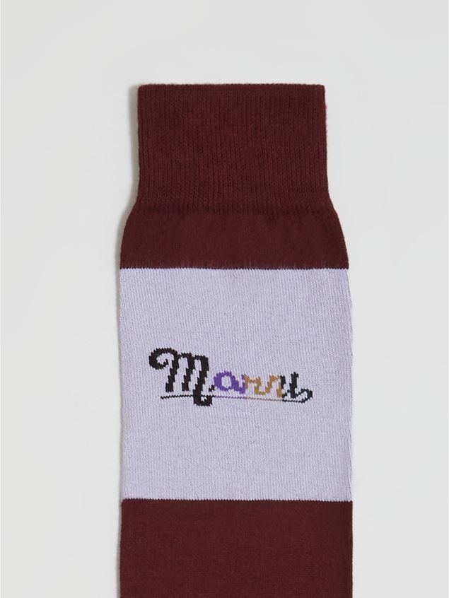 BURGUNDY AND PURPLE STRIPED COTTON RAINBOW LOGO INTARSIA SOCK - 3