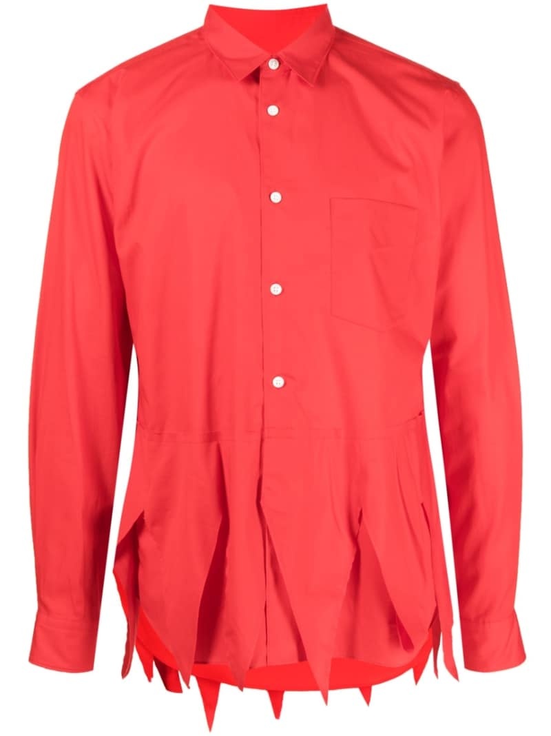 scallop-hem long-sleeve shirt - 1