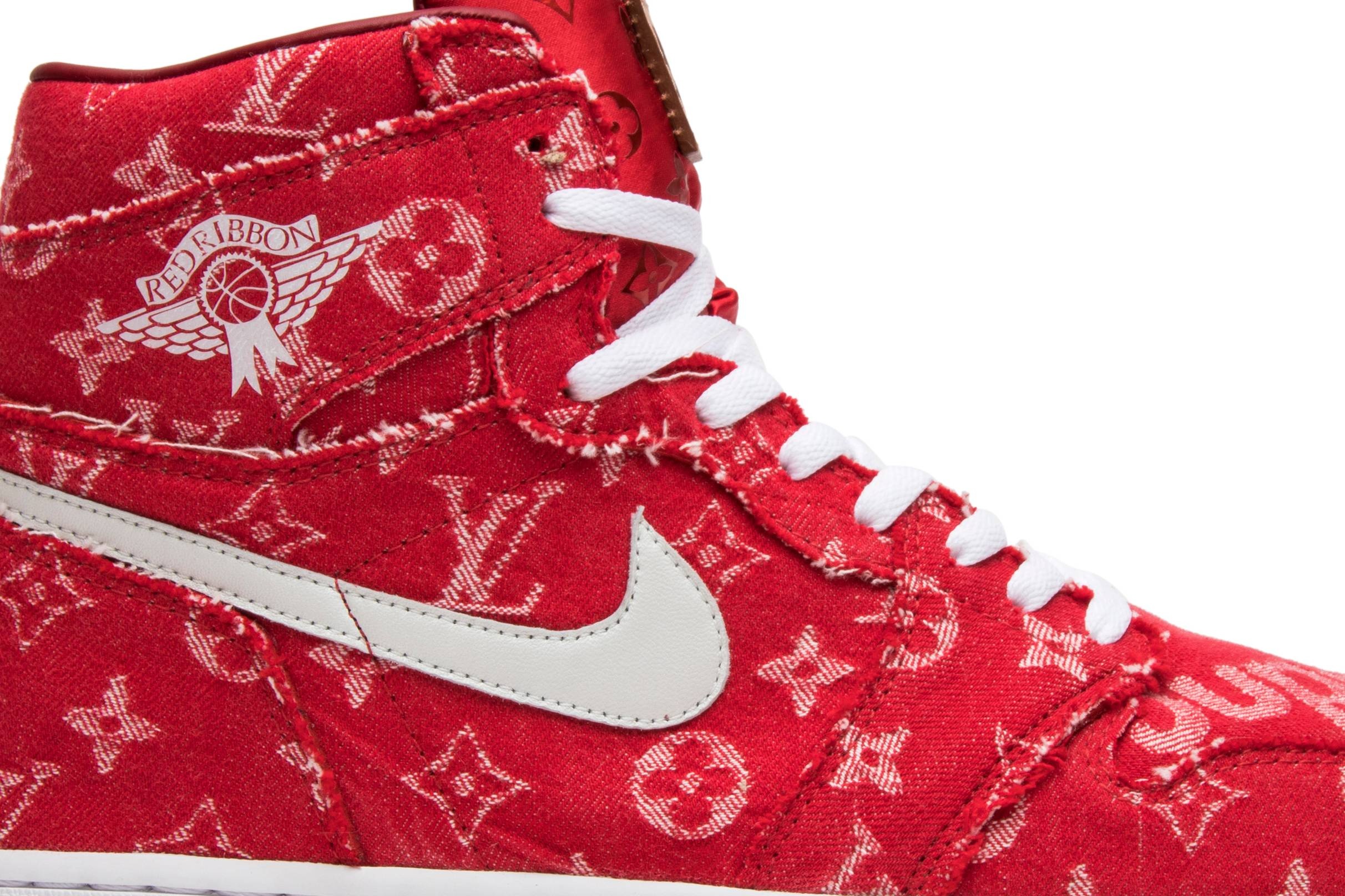 Red Ribbon Recon x Air Jordan 1 Retro High 'Supreme & Louis Vuitton' Custom - 2