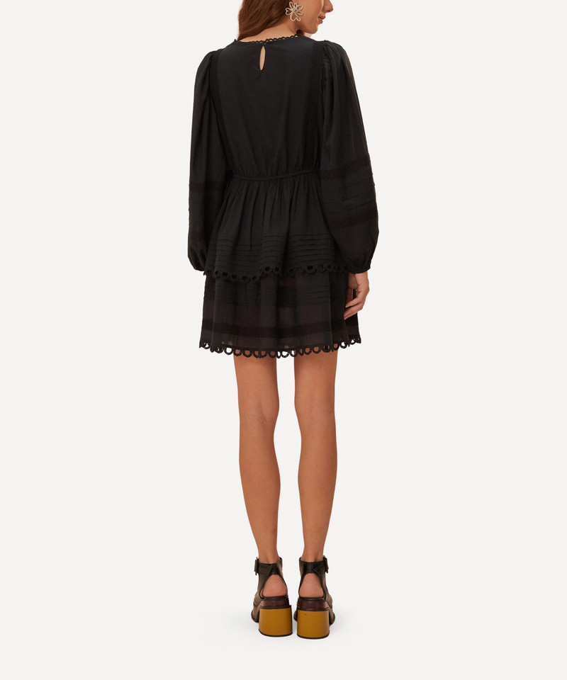 FARM RIO Black Lace Long Sleeve Mini outlook