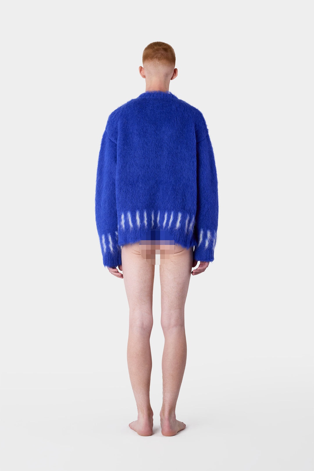 HAIRY KNIT ROUND NECK SWEATER / electric blue - 8