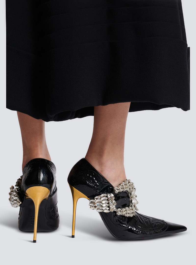 Balmain Clara Western patchwork patent leather pumps outlook