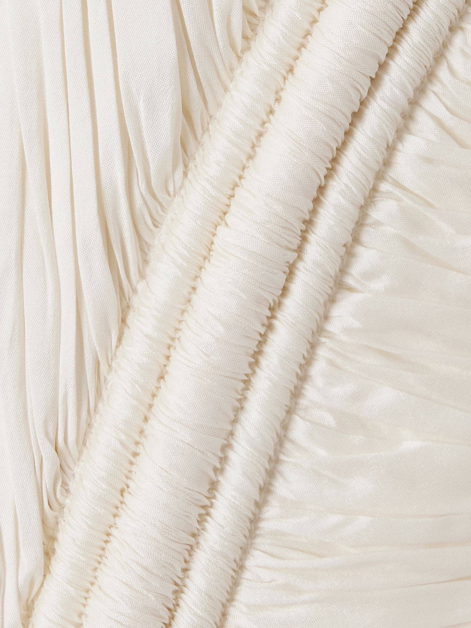 Priscilla strapless gathered taffeta bustier top Ivory - 4