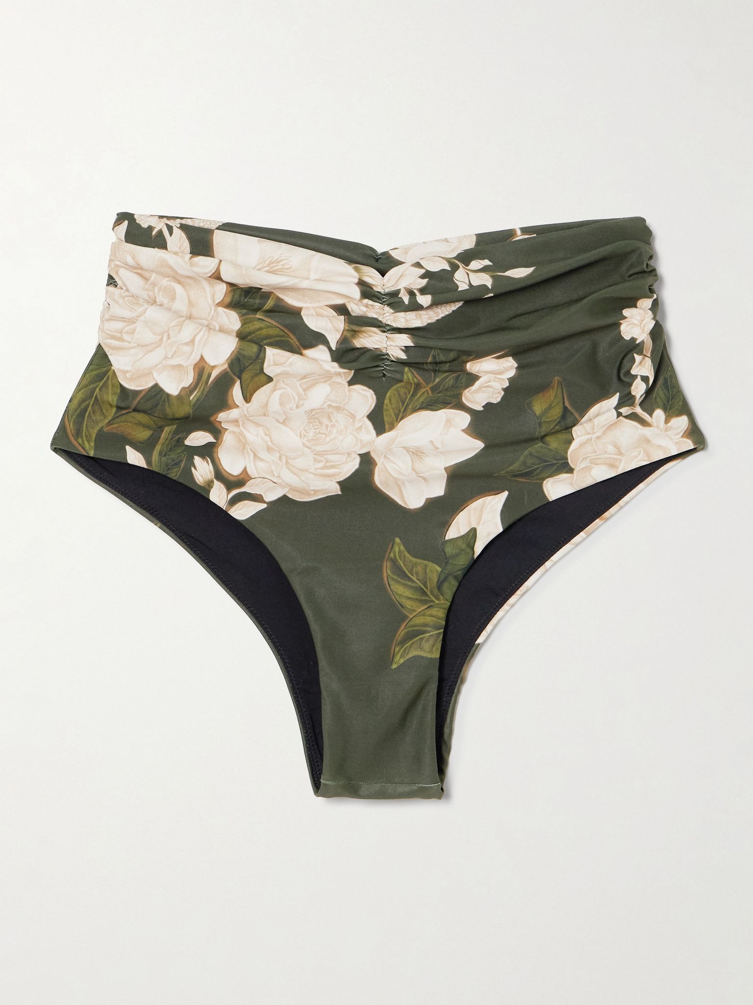 Vaiven Gardenia gathered floral-print recycled bikini briefs Green - 1
