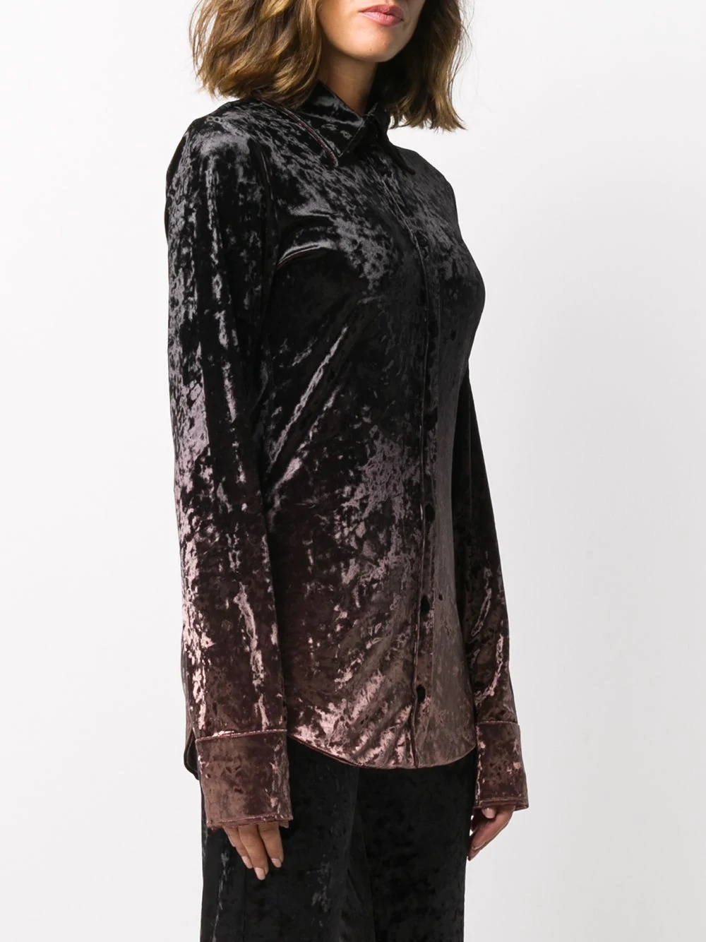 crushed velvet gradient shirt - 3