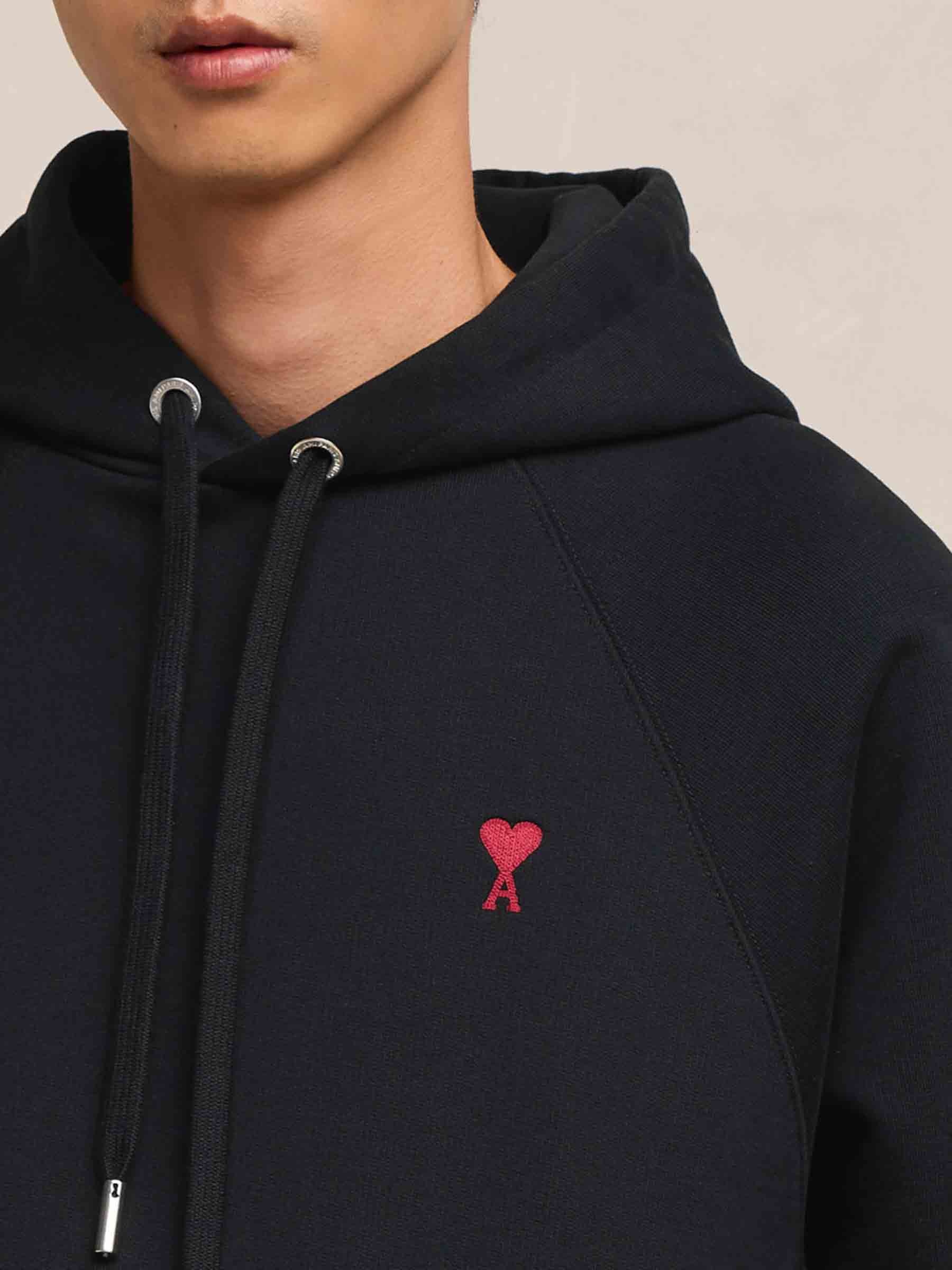 ✩ Ami ✩ AMI Paris Logo-Embroidered Stretch-Cotton Hoodie | Saks