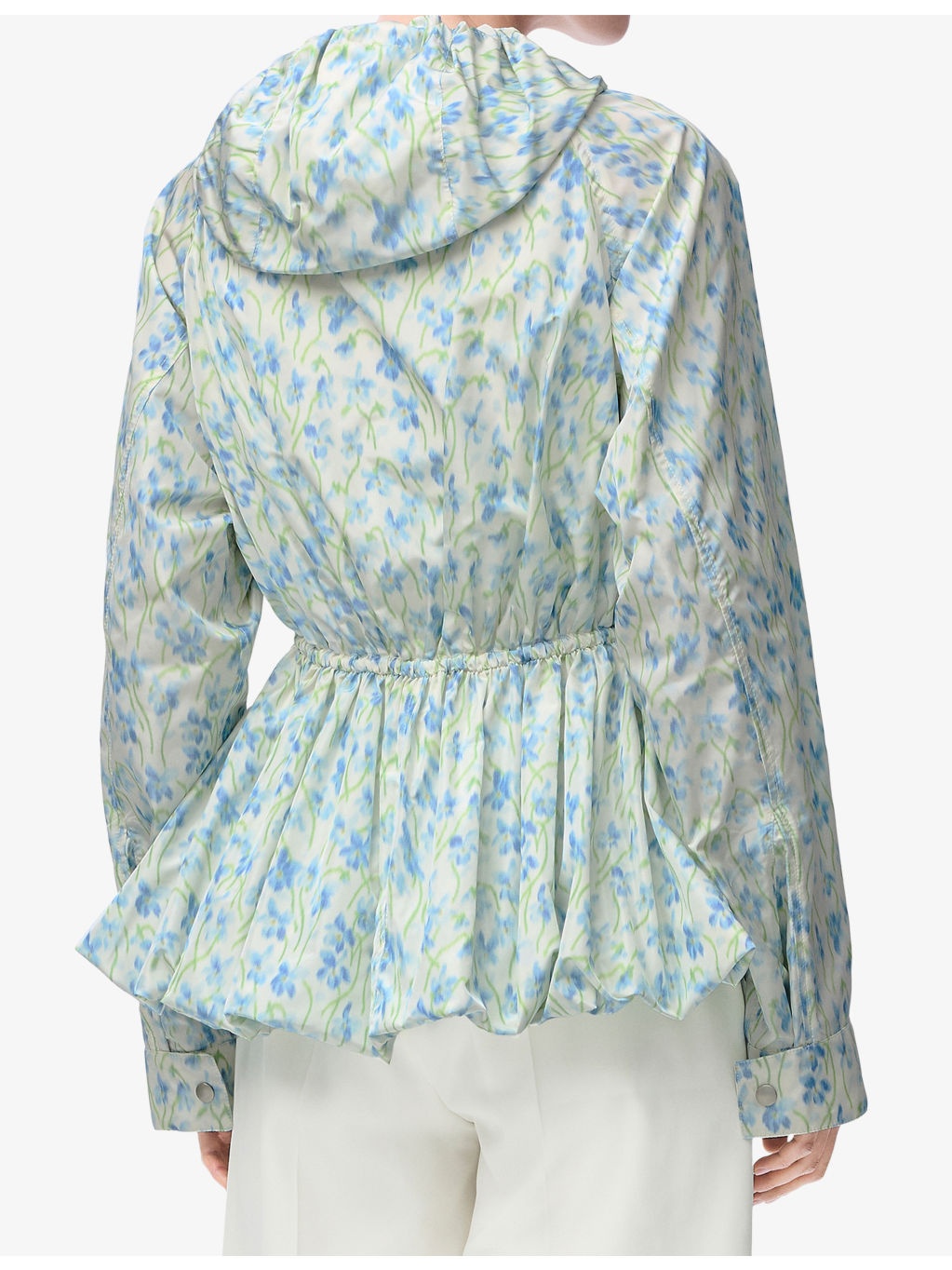 Floral-Print Silk-Woven Windbreaker Jacket - 4