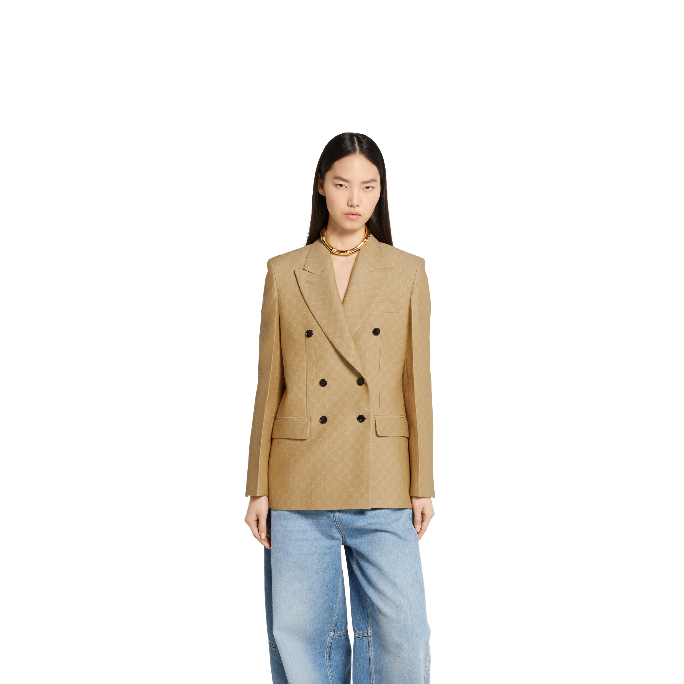 GG silk wool crêpe jacquard jacket - 3