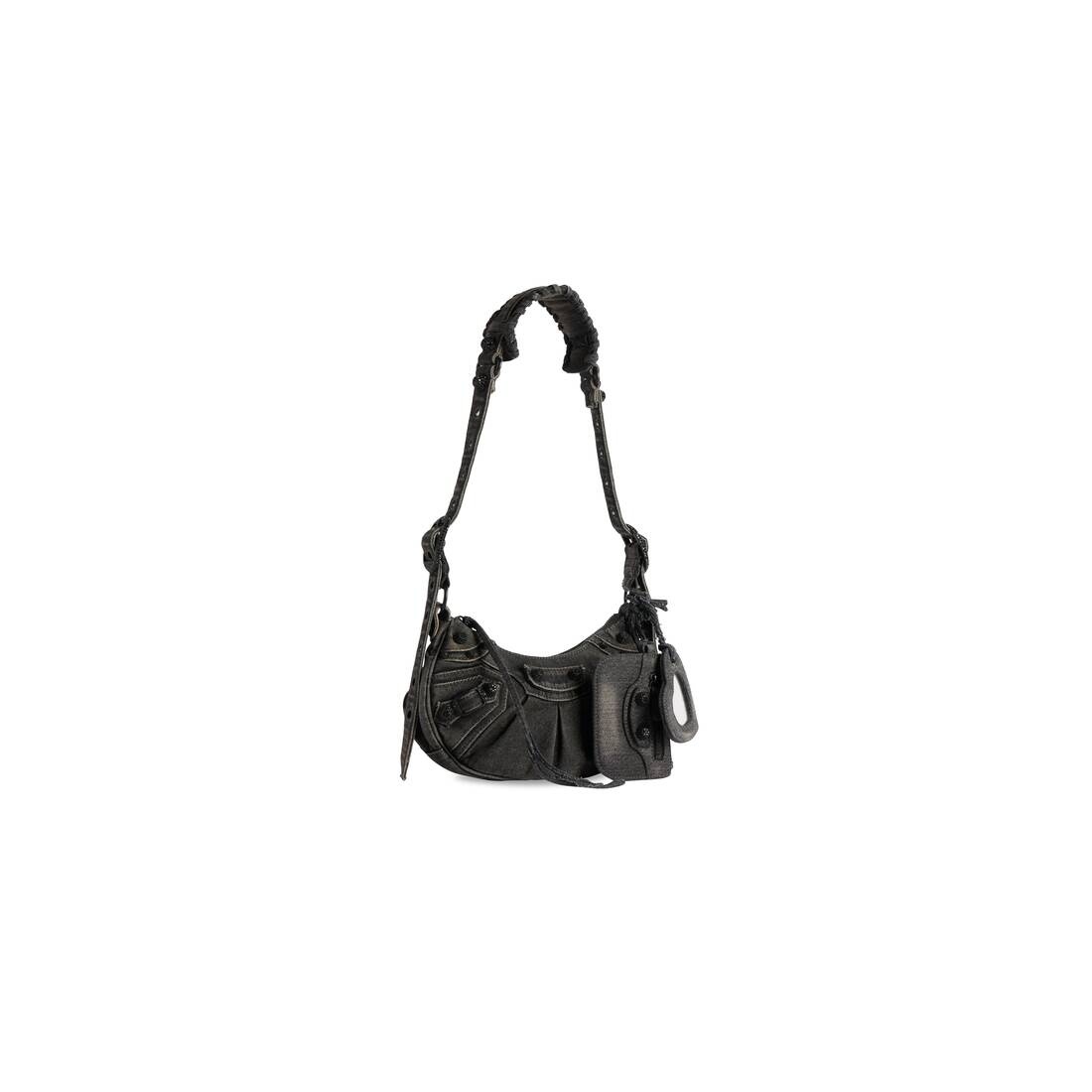 Women's Le Cagole Xs Shoulder Bag Denim With Rhinestones in Black - 2