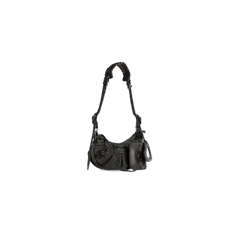BALENCIAGA Women's Le Cagole Xs Shoulder Bag Denim With Rhinestones in Black outlook