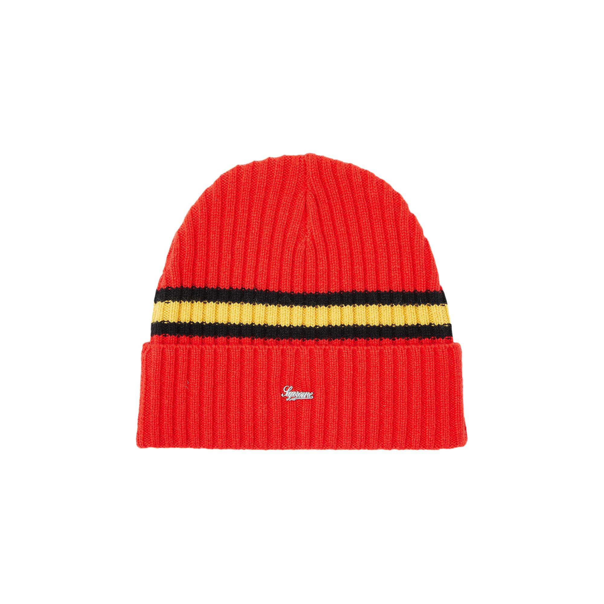 Supreme Stripe Cashmere Beanie 'Red' - 1