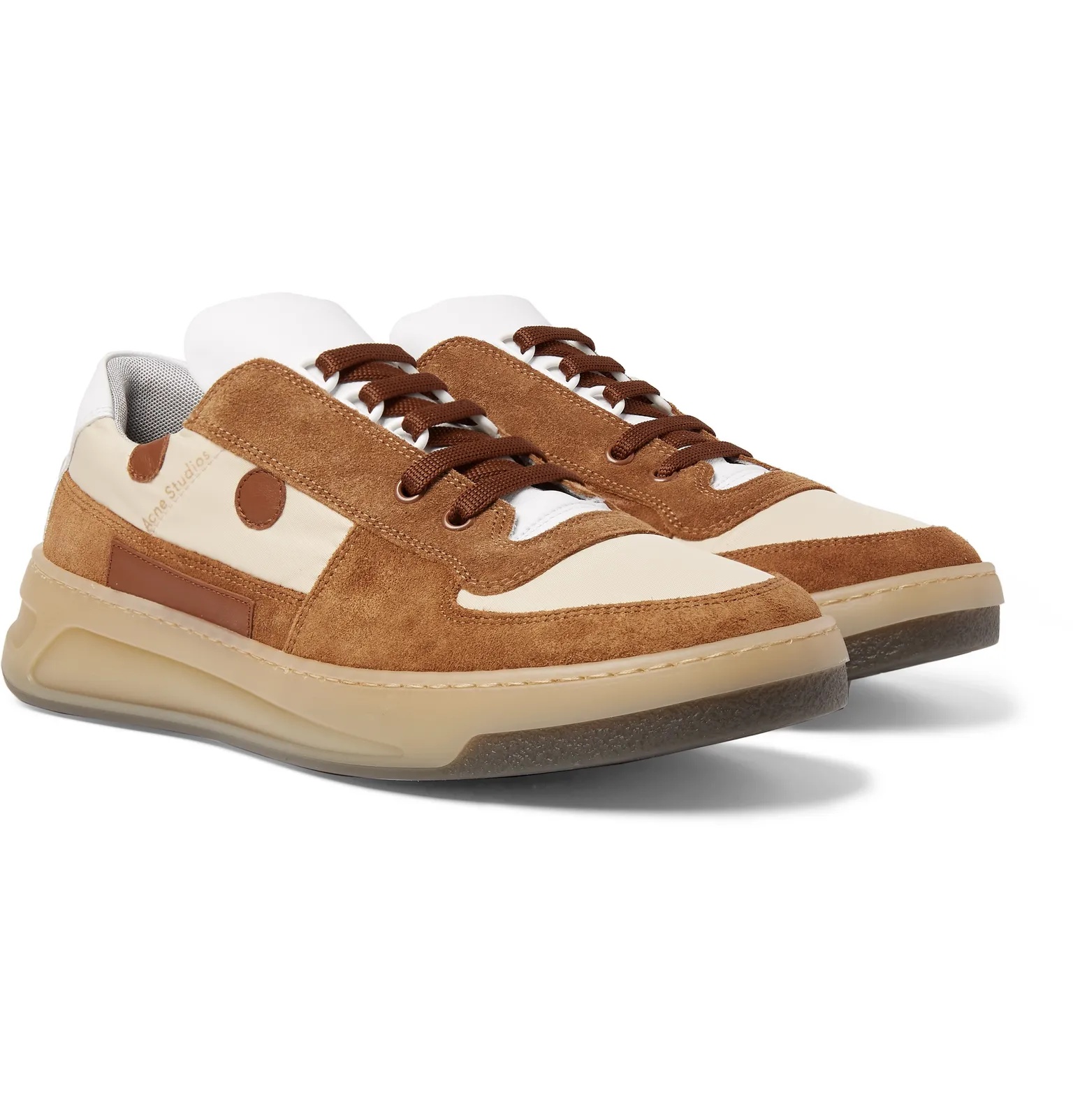 Leather-Trimmed Suede and Shell Sneakers - 10