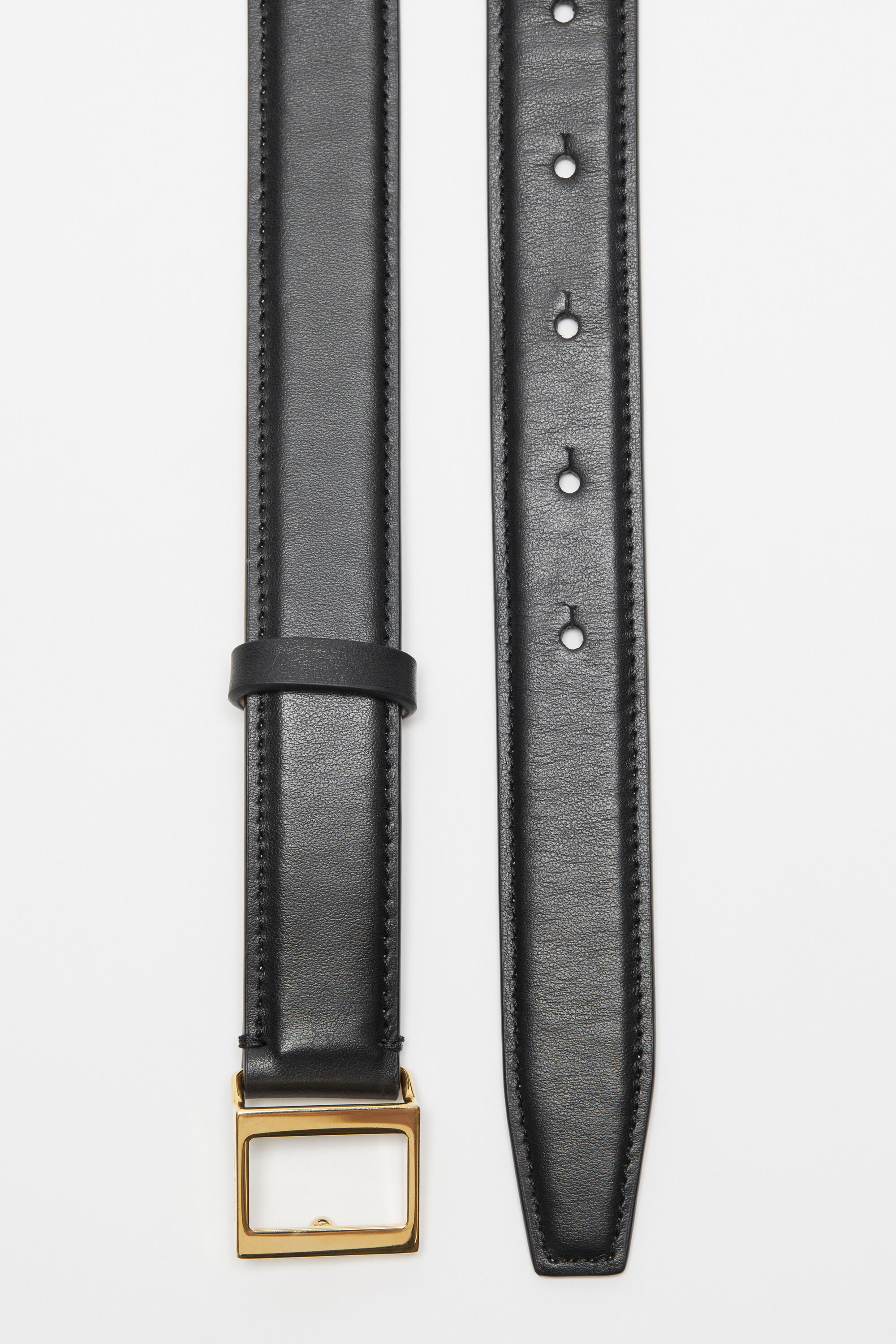 Leather buckle belt - Black/gold - 4