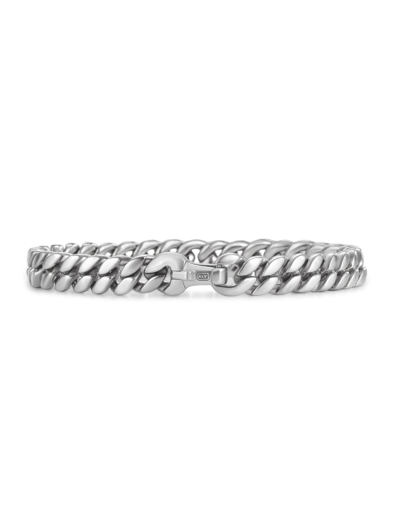 Men's Curb Chain Bracelet in Platinum, 8MM - Silver 7