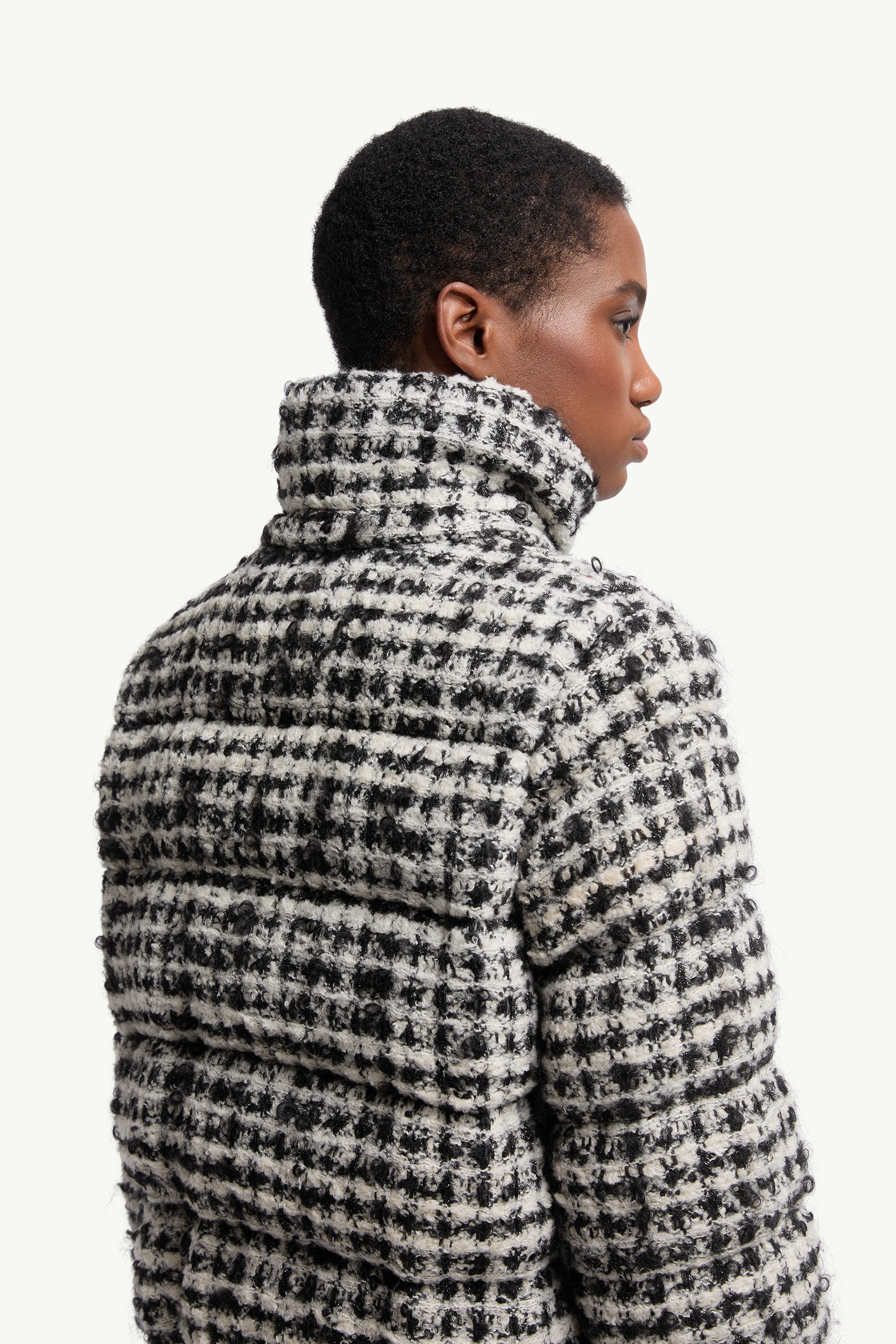 Andronne Tweed Hooded Short Down Jacket - 6