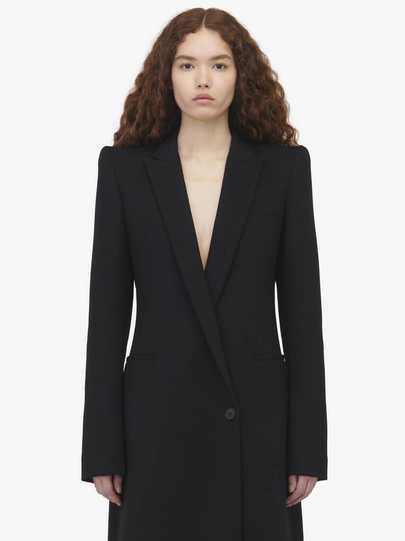 Stacked Shoulder Tailored Coat - 5