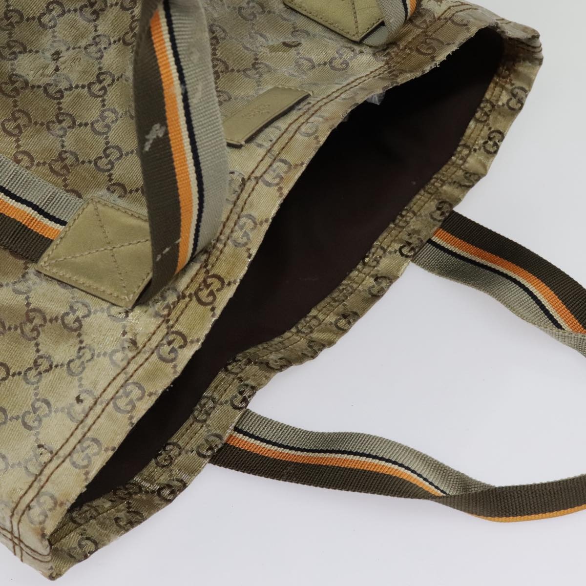 GUCCI GG Canvas Sherry Line Tote Bag Coated Canvas Gold Orange - 11