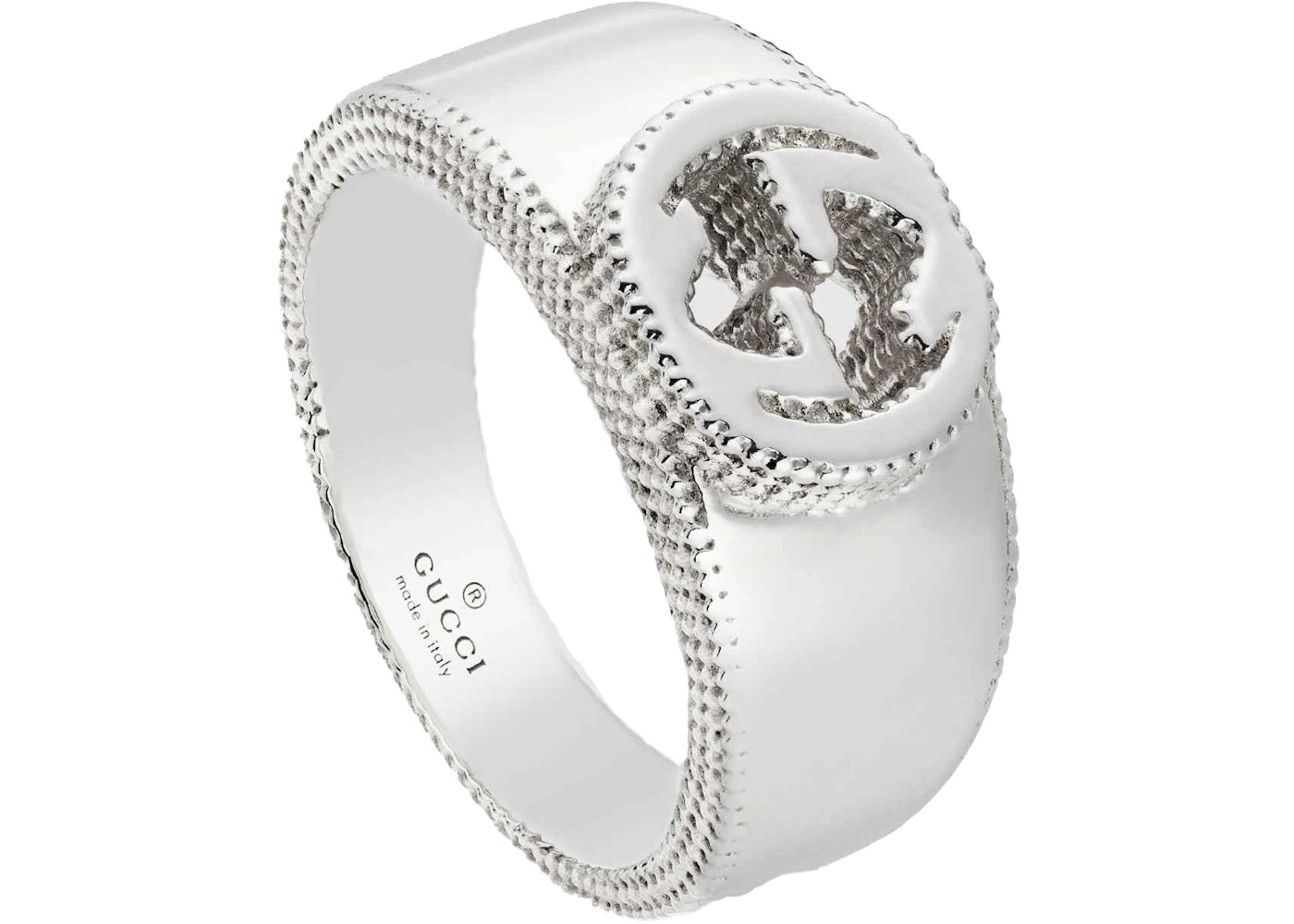 Gucci Interlocking G Ring Textured Outline Silver - 2