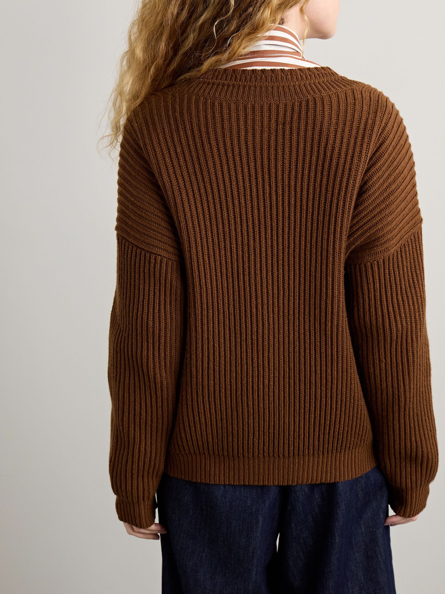 Ribbed cashmere cardigan Brown - 4