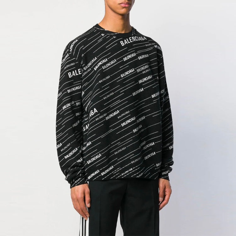 Balenciaga Jacquard Logo Crewneck Sweater 'Black' 555381T15241070 - 3