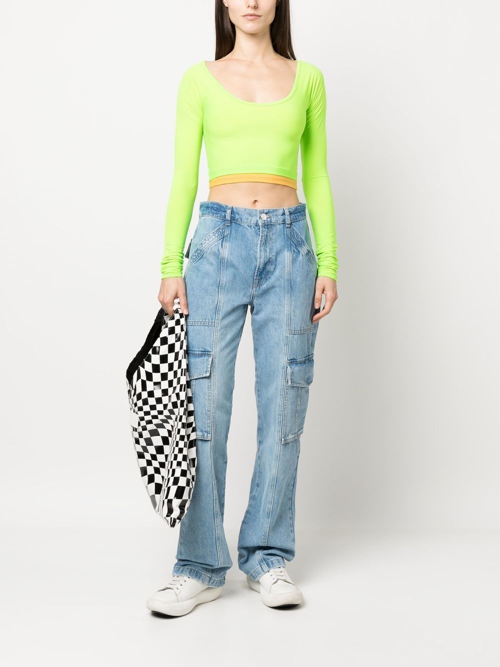 layered long-sleeved crop top - 2