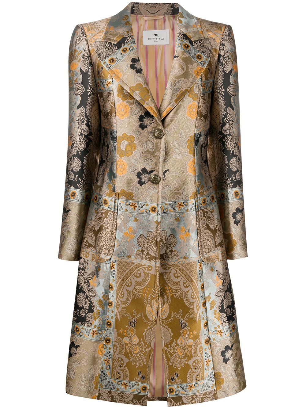 patchwork jacquard coat - 1