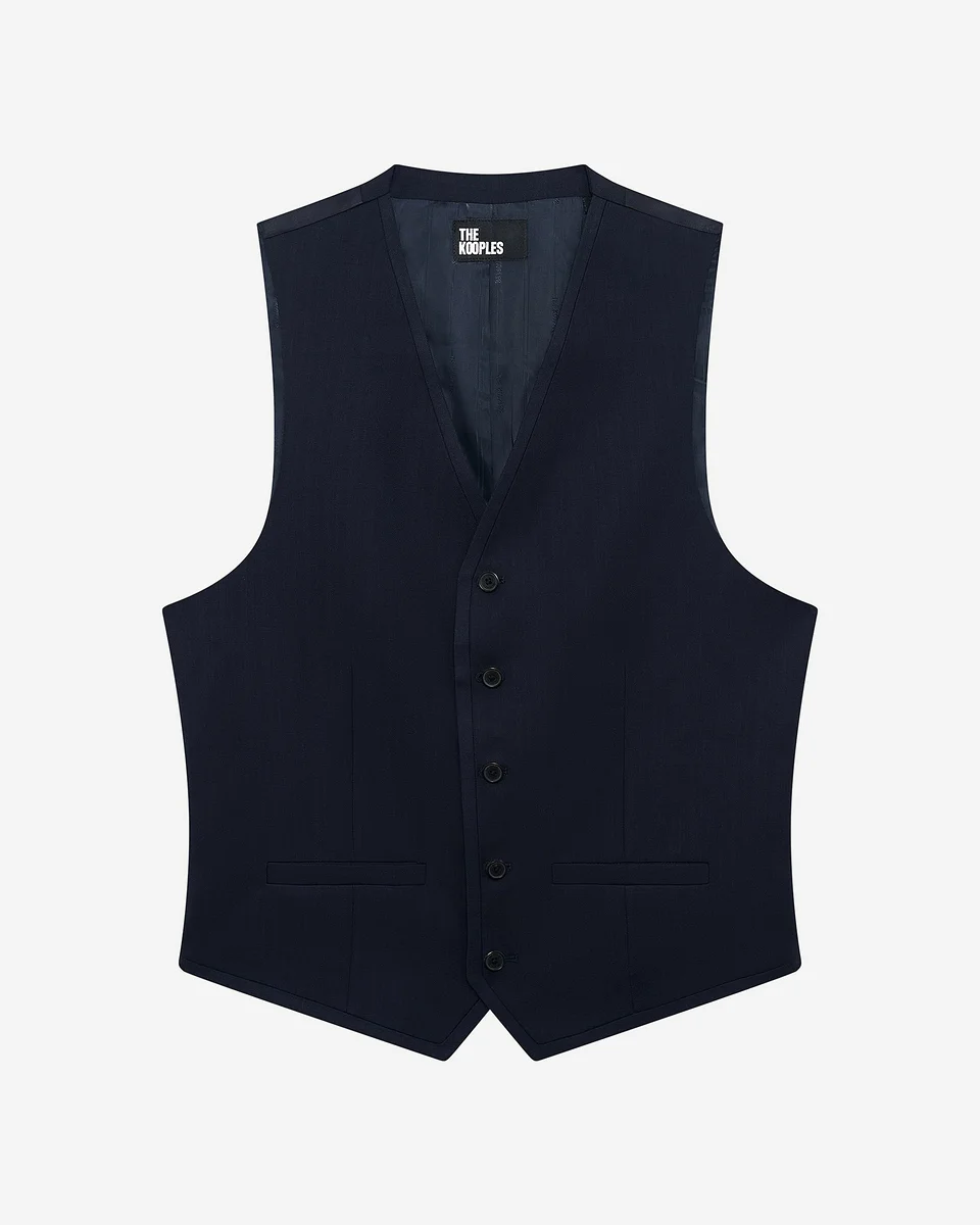 NAVY BLUE WOOL SUIT VEST - 1
