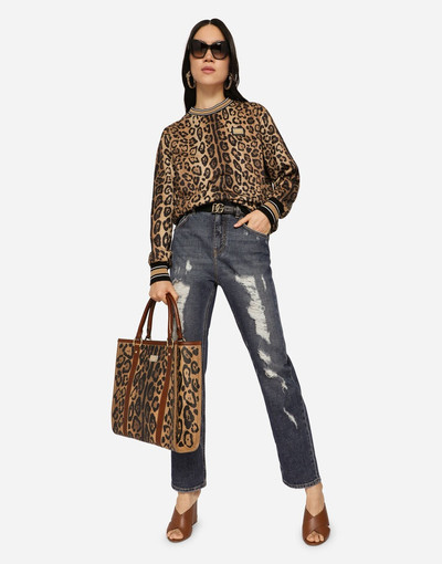 Dolce & Gabbana Leopard-print Crespo shopper with branded plate outlook