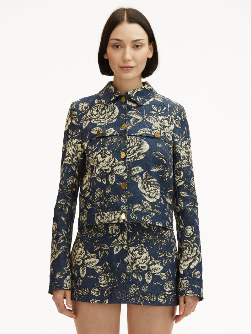 Oscar de la Renta ROSE PRINTED DENIM JACKET outlook