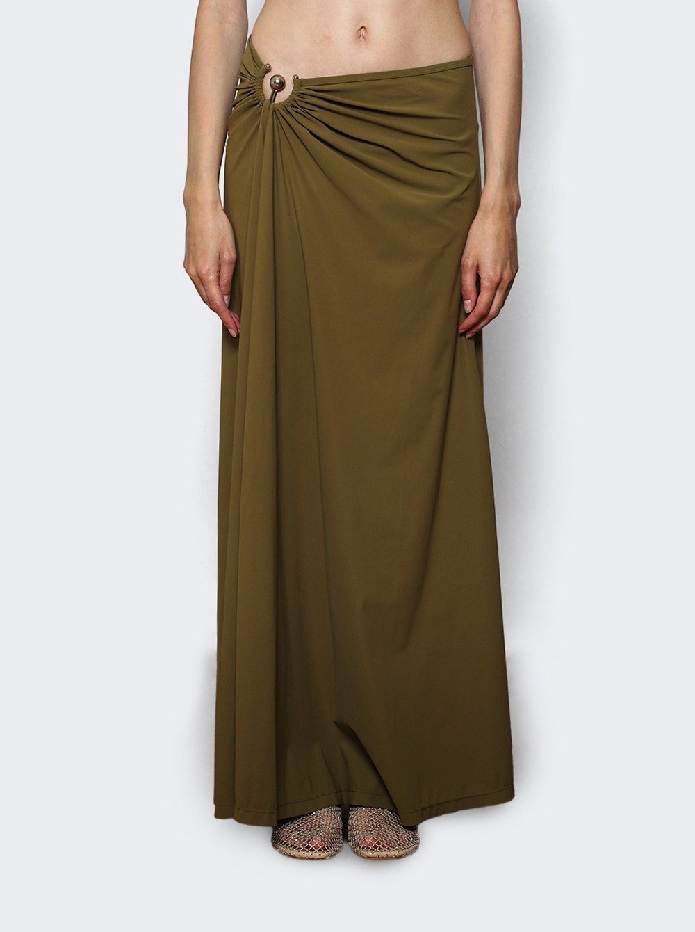Ruched Orbit Split Skirt Kombu - 3