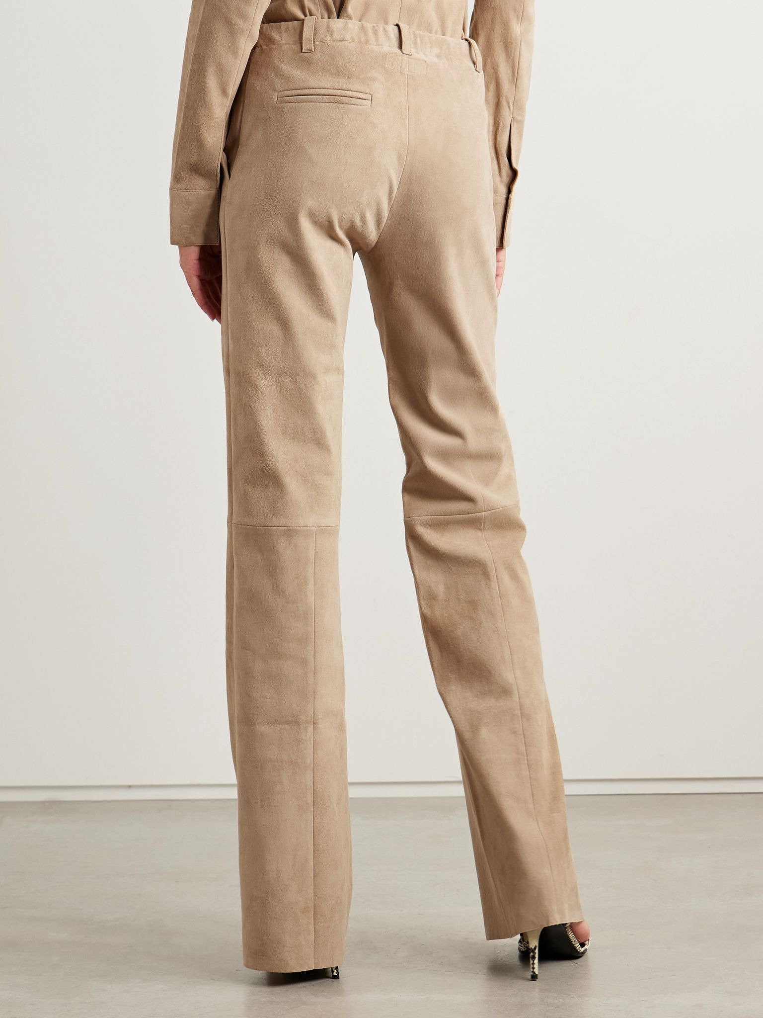 Oswald suede straight-leg pants Beige - 4