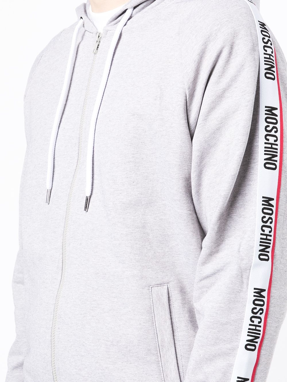 logo zipped drawstring hoodie - 5