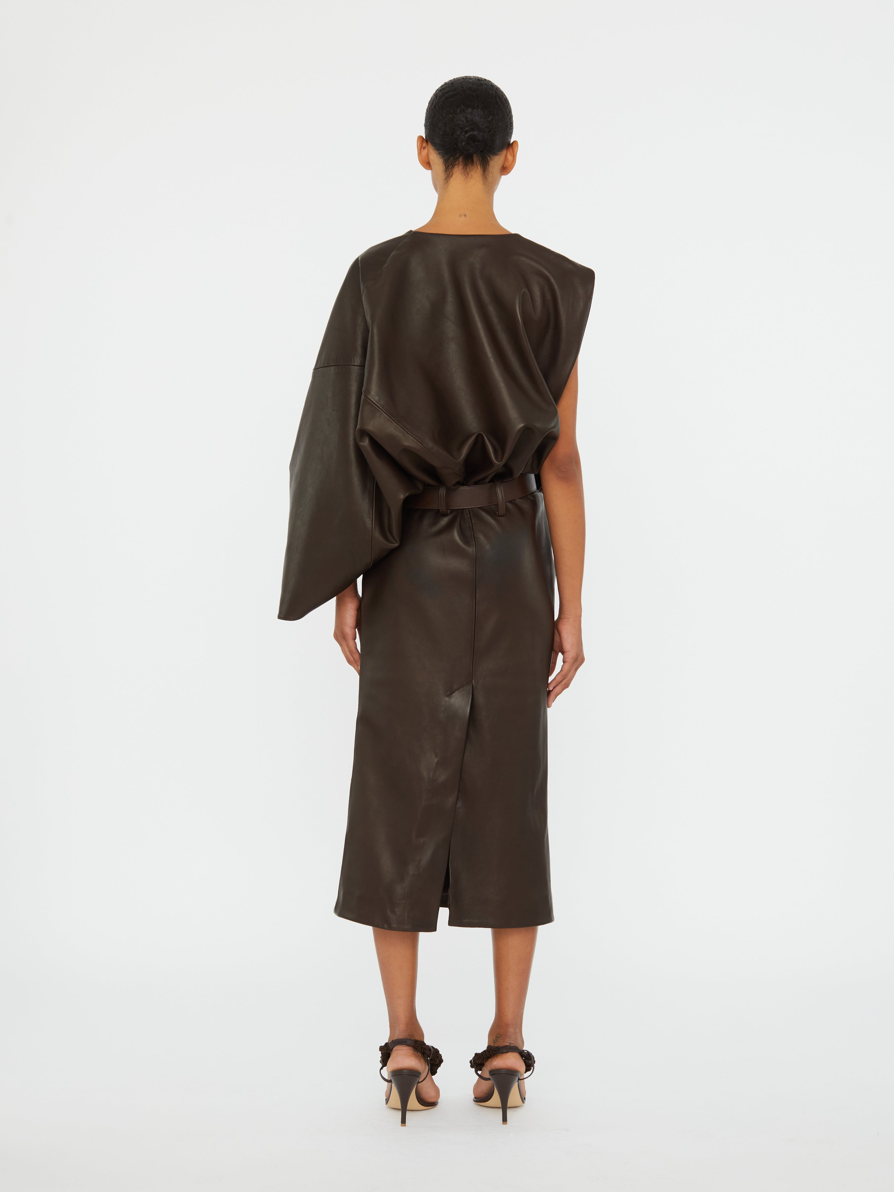 Swaddled Belted Leather Dress - 6