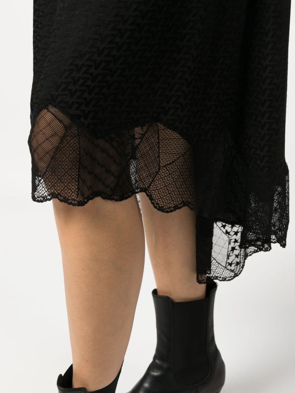 sheer-panelling slip-on asymmetric skirt - 6