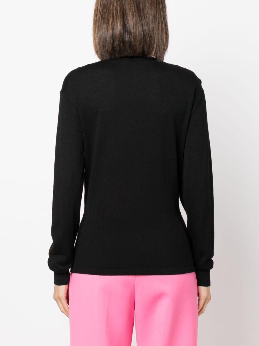 lace-detail long-sleeve wool top - 4