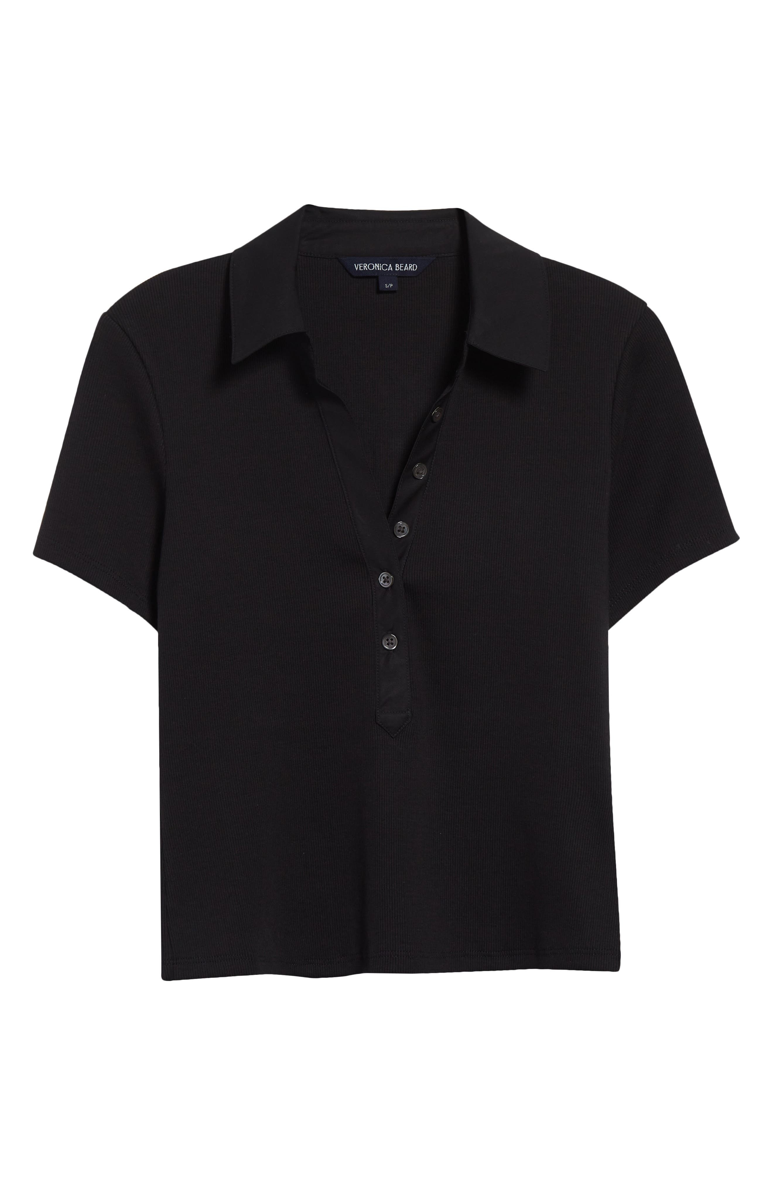 Veronica Beard Kearney Stretch Cotton Polo in Black at Nordstrom - 6