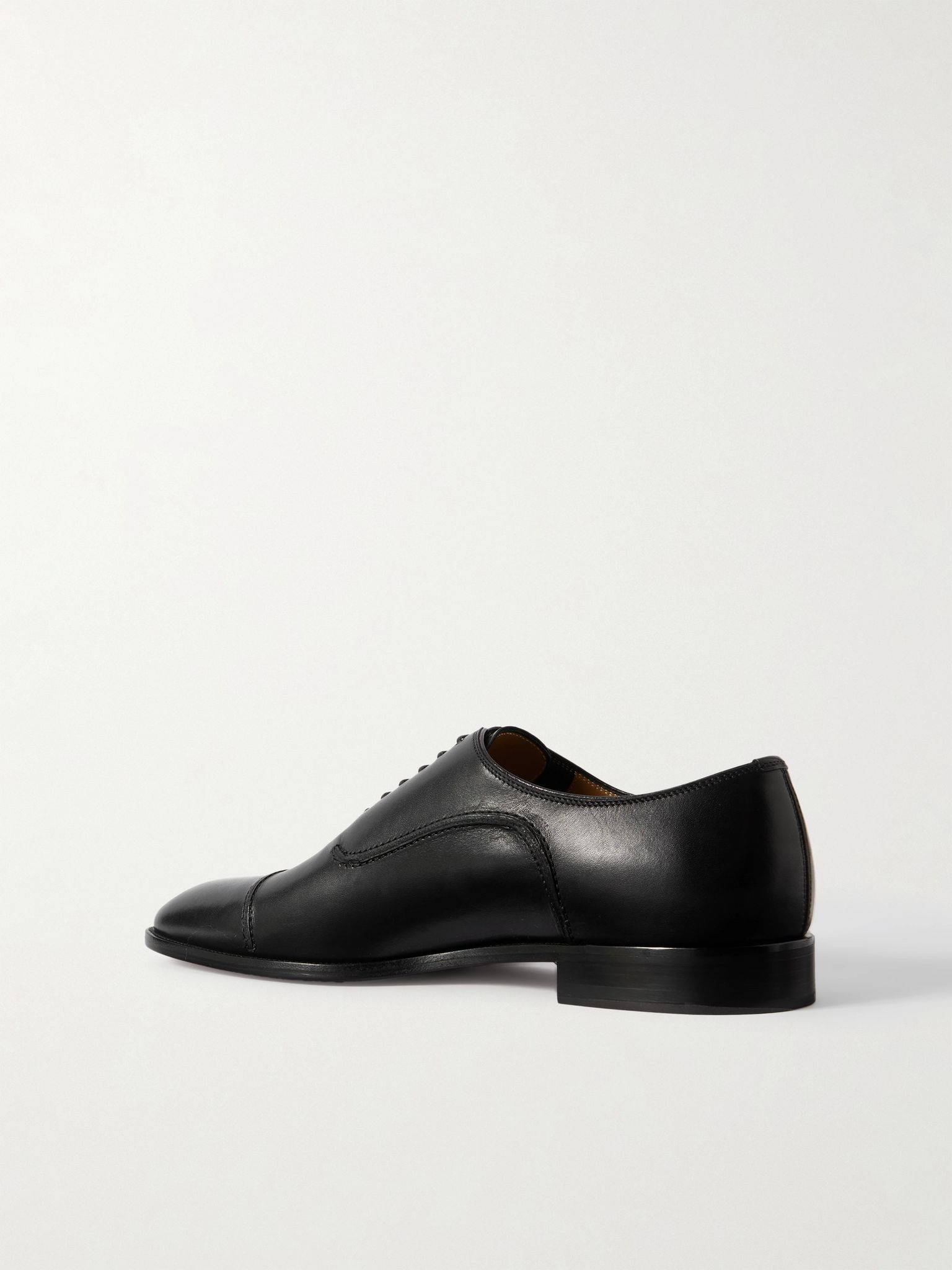 Seriox Cap-Toe Leather Oxford Shoes Black - 4