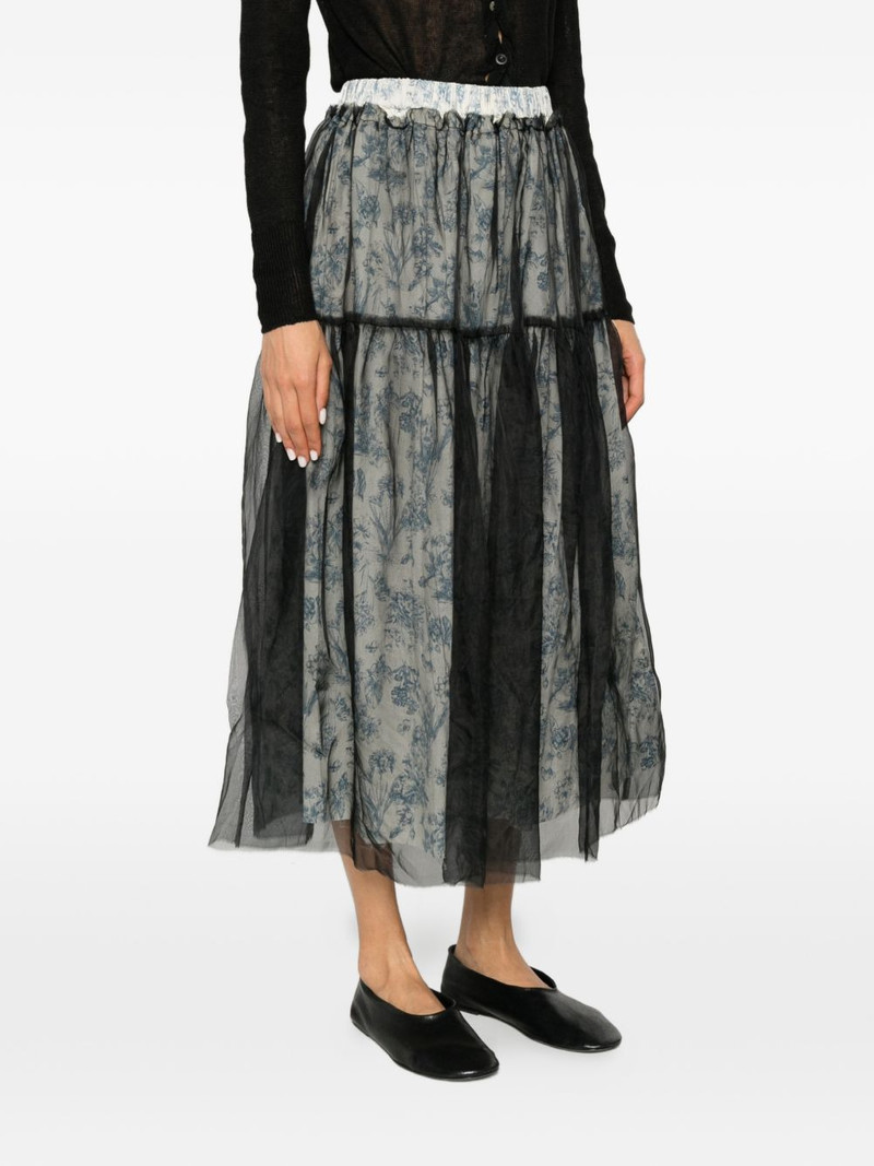 toile de Jouy tulle-overlay skirt 3