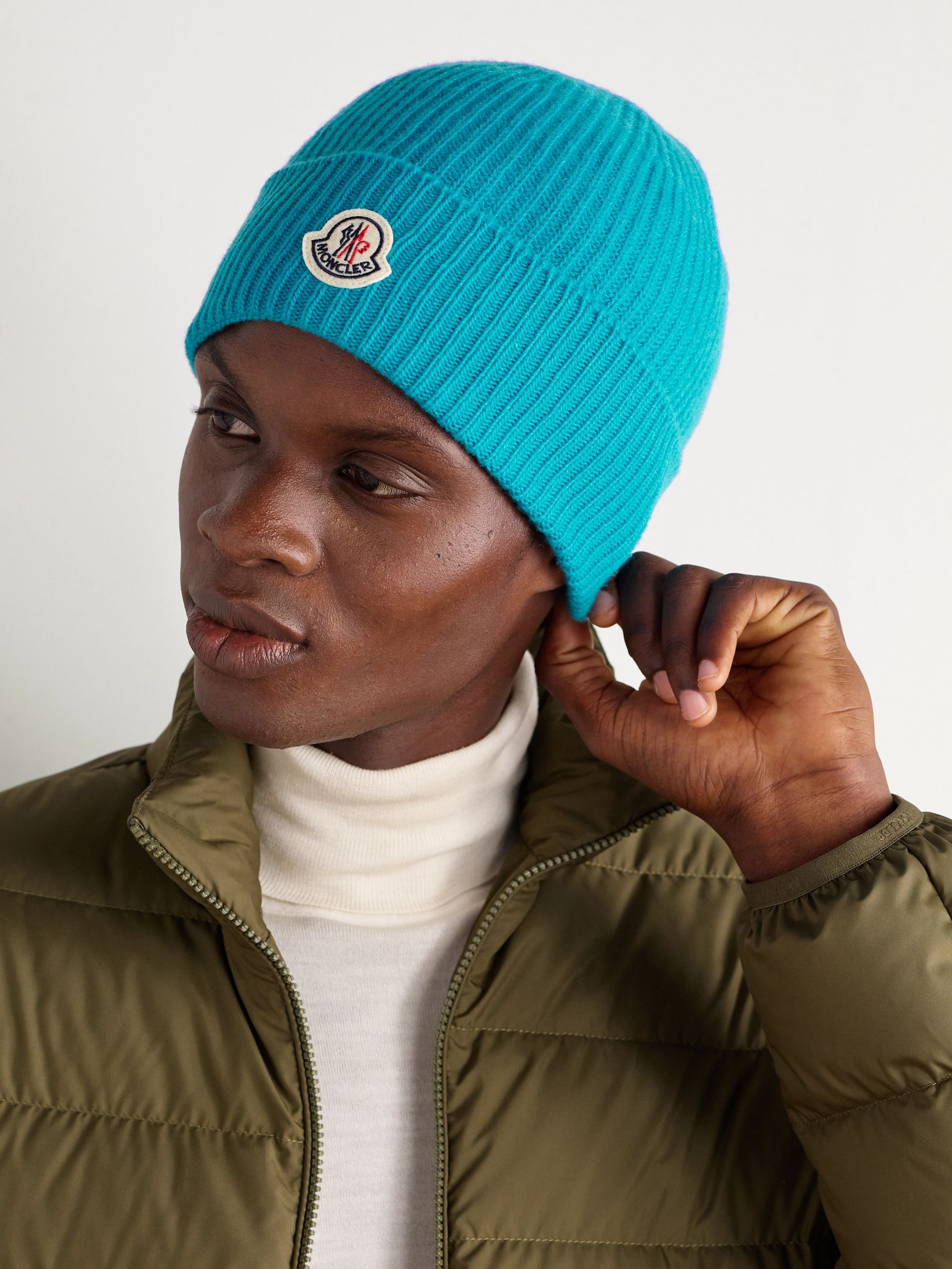 Appliquéd Ribbed Virgin Wool and Cashmere-Blend Beanie Blue - 2
