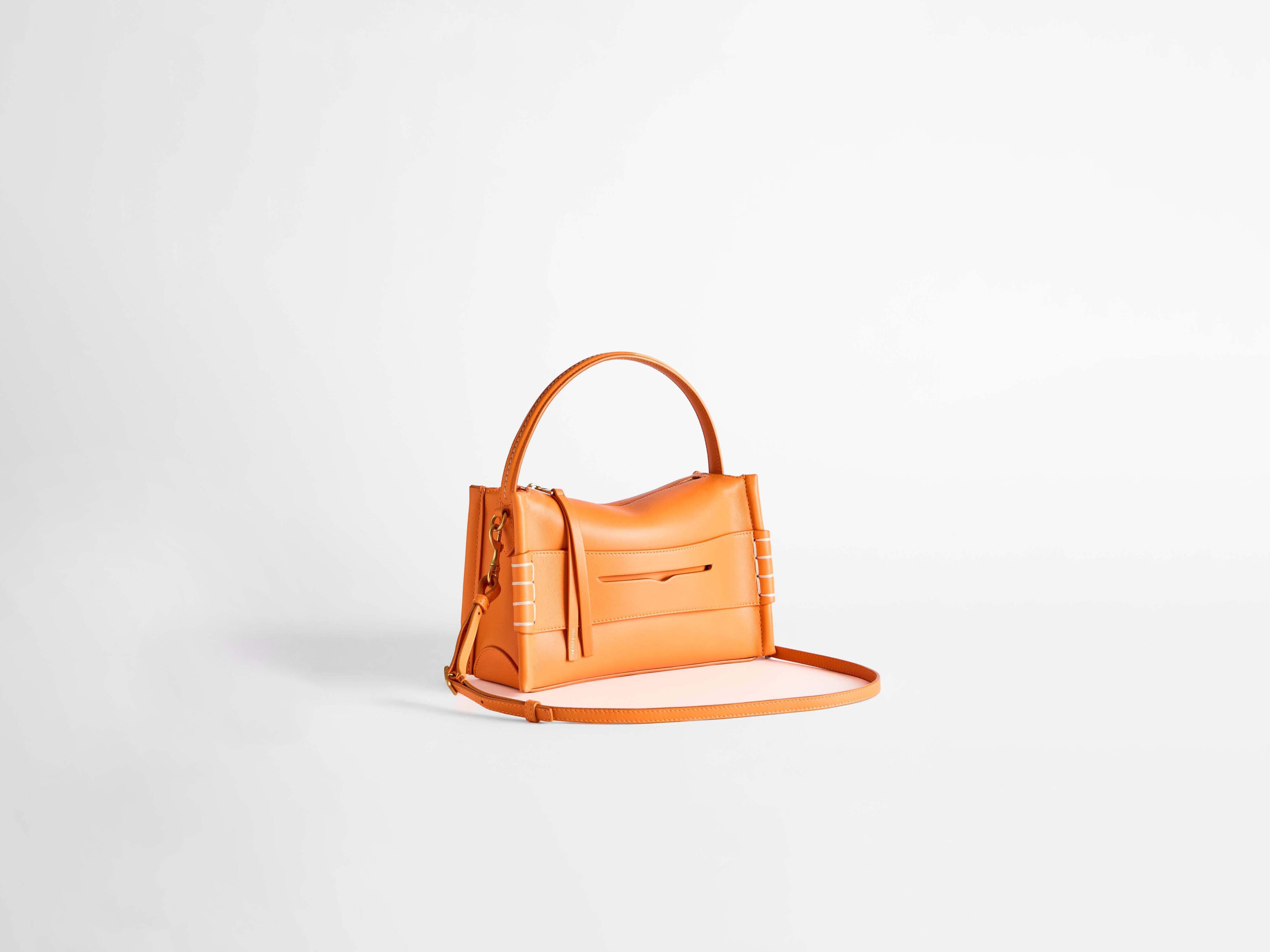 SMALL LOAFER BAG IN BRIGHT ORANGE LEATHER - 3