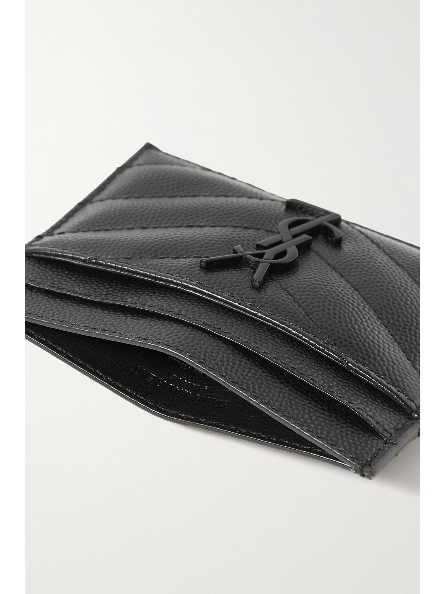 Monogramme quilted textured-leather cardholder Black - 4