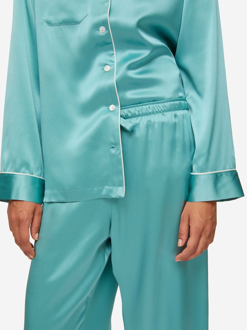 Women's Pyjamas Bailey Silk Satin Sea Foam Green - 7