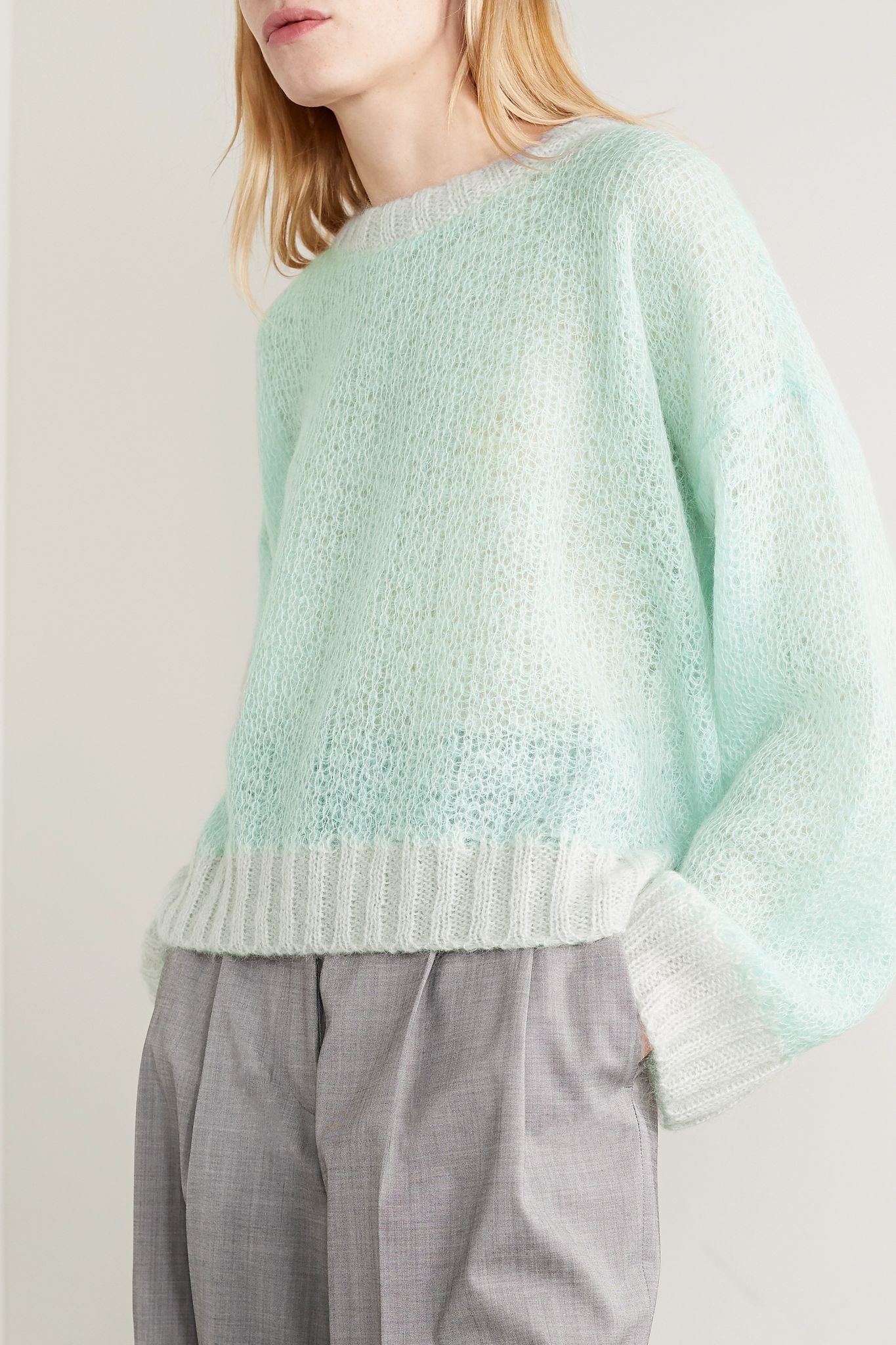 Tubico oversized two-tone open-knit mohair-blend sweater - 3